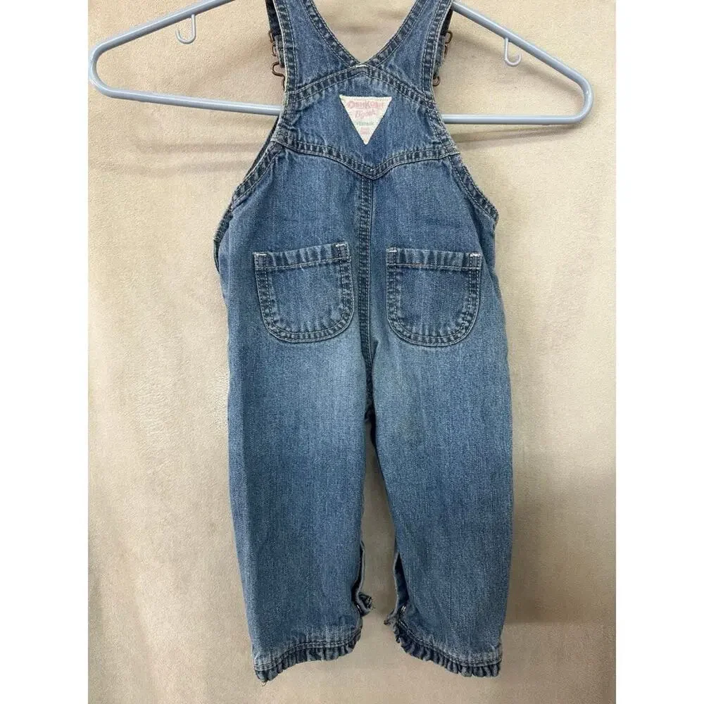 Oshkosh B’gosh 9 months Girls Vestbak Overalls Embroidered Floral Pocket Retro